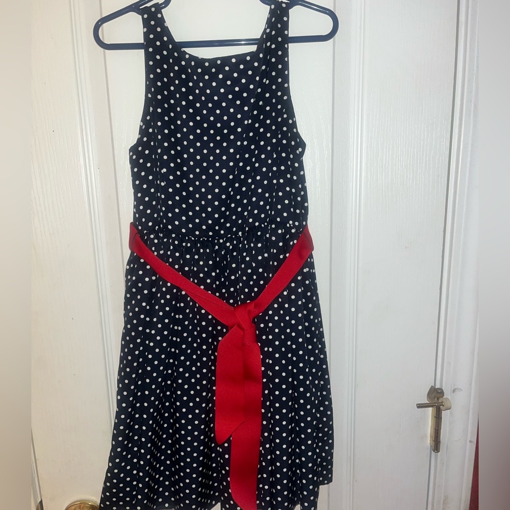 Navy polka dot dress